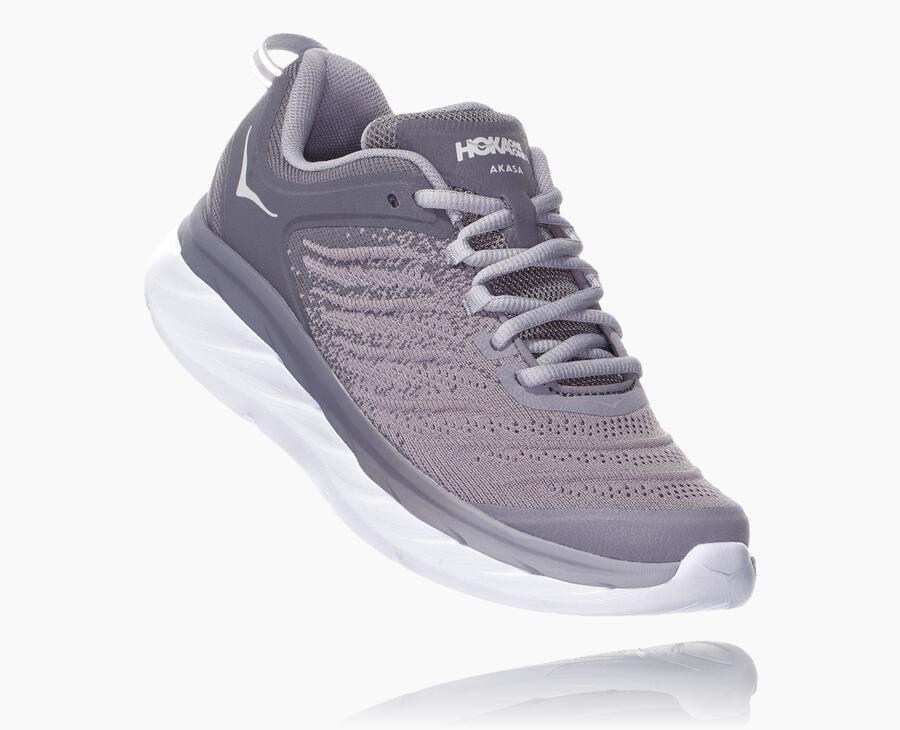 Running Shoes Womens - Hoka One One Akasa - Grey - ONCEQWP-84